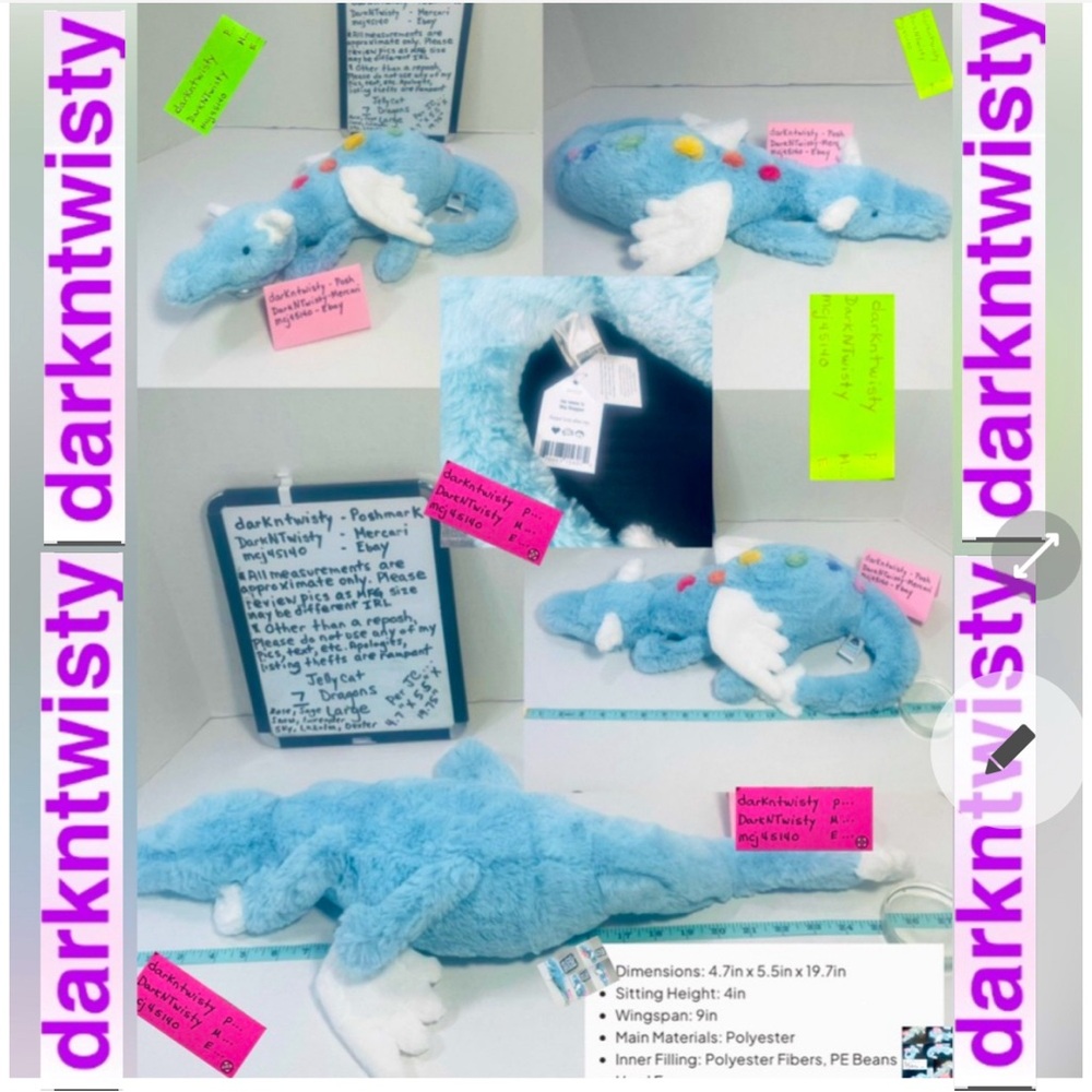 BNWT SET OF 9 JELLYCAT SNOW SAGE LAVENDER ROSE SKY DEXTER LAZULIA MALACHY HEART - Picture 10 of 15